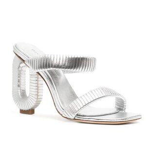 DEE OCLEPPO Jamaica 90mm Silver Metallic Leather Sandals